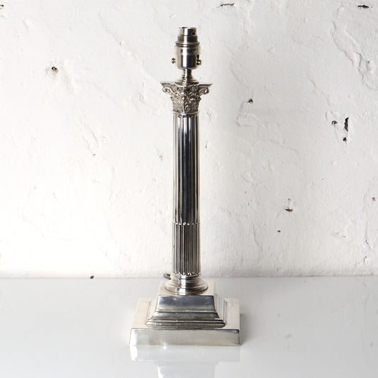 A 19th Century Silver Plated Corinthian Column Table Lamp