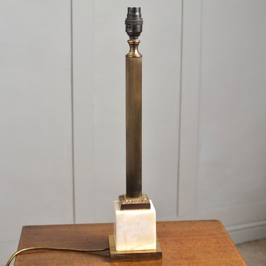 A Brass and Marble Column Table Lamp