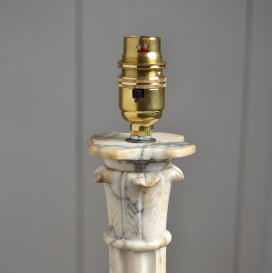 A Carved Alabaster Marble Table Lamp