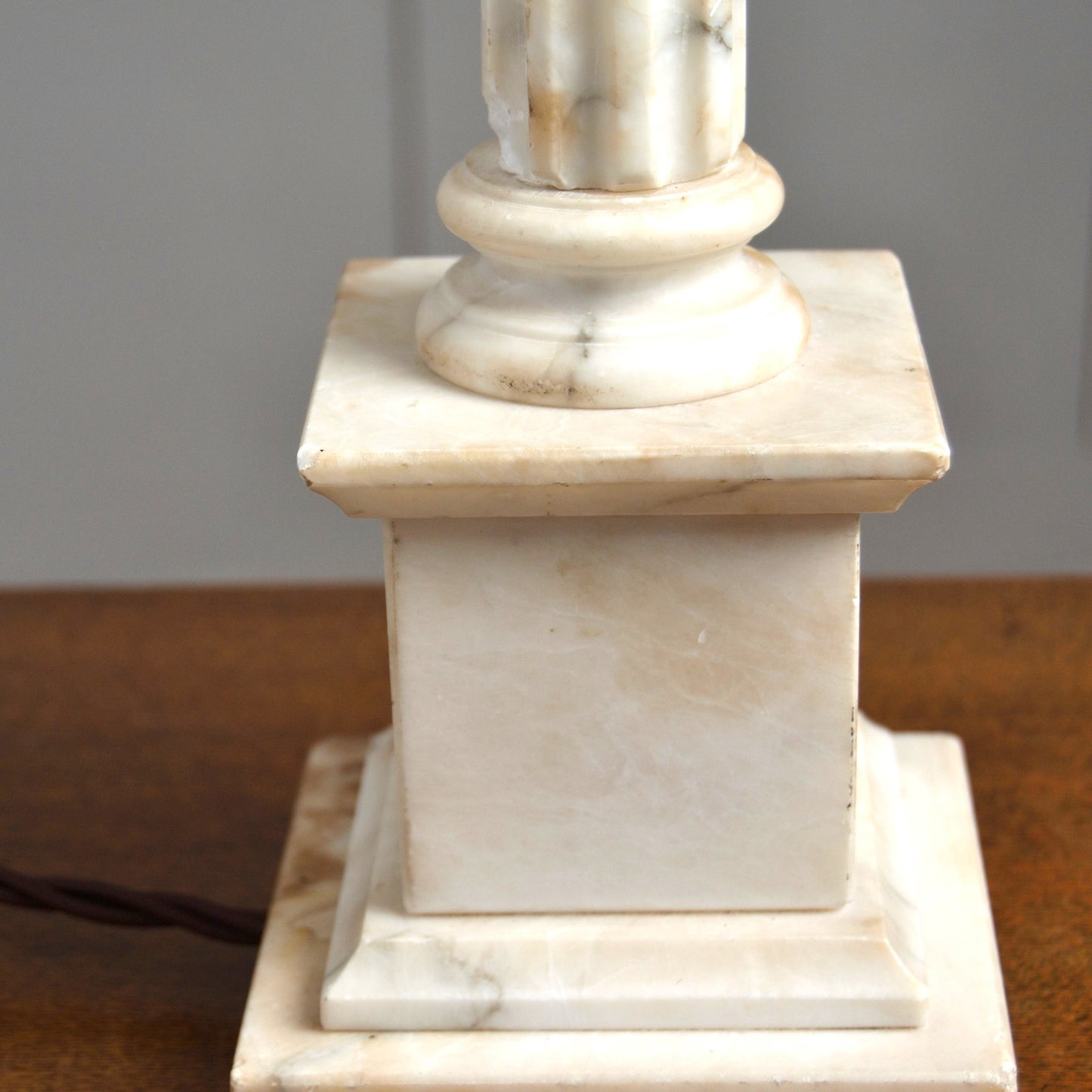 A Carved Alabaster Marble Table Lamp