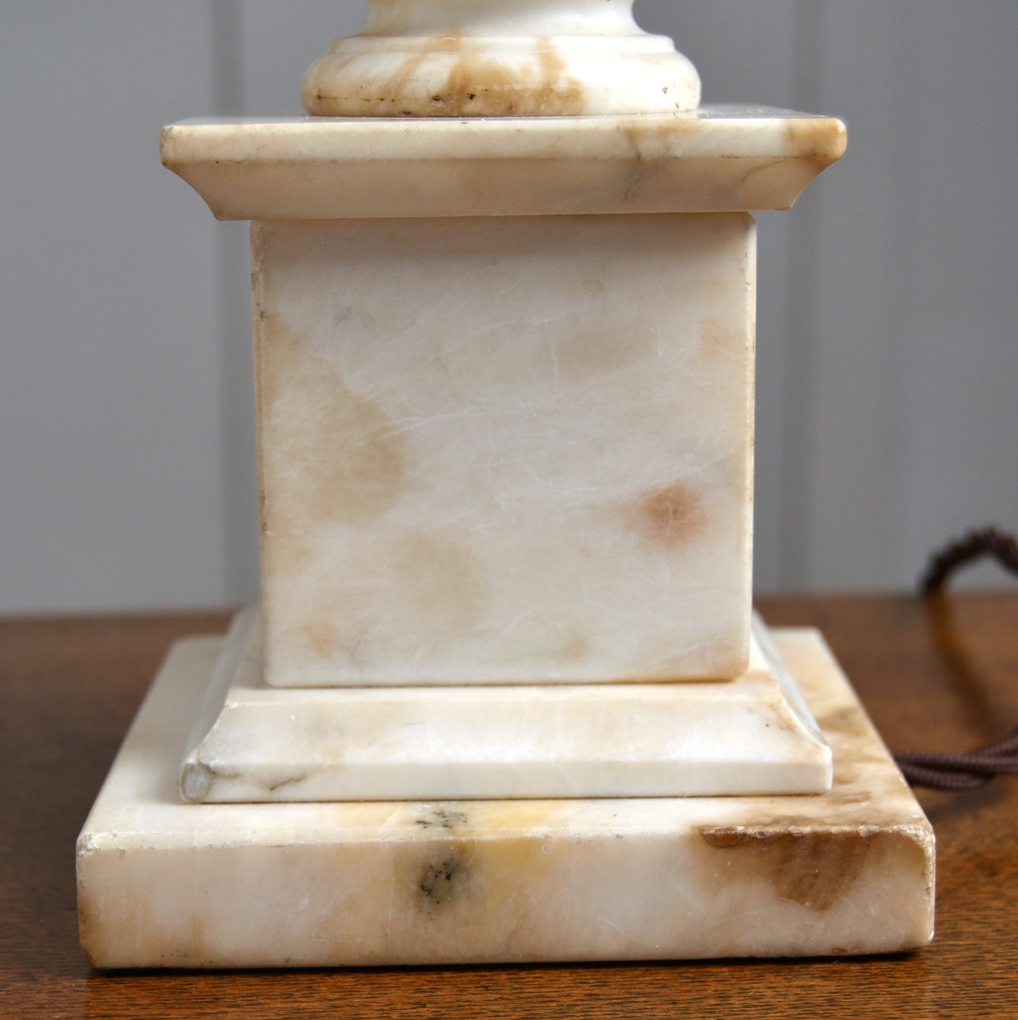 A Carved Alabaster Marble Table Lamp