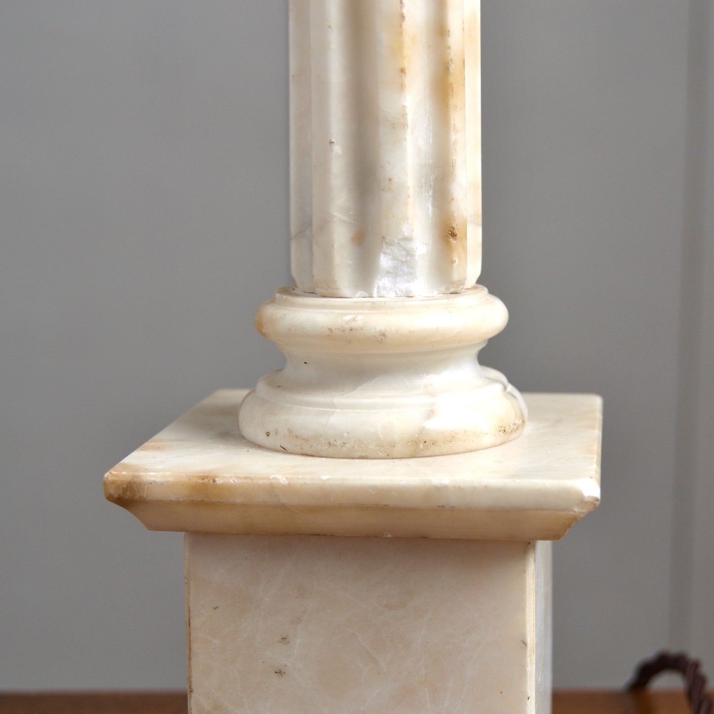 A Carved Alabaster Marble Table Lamp