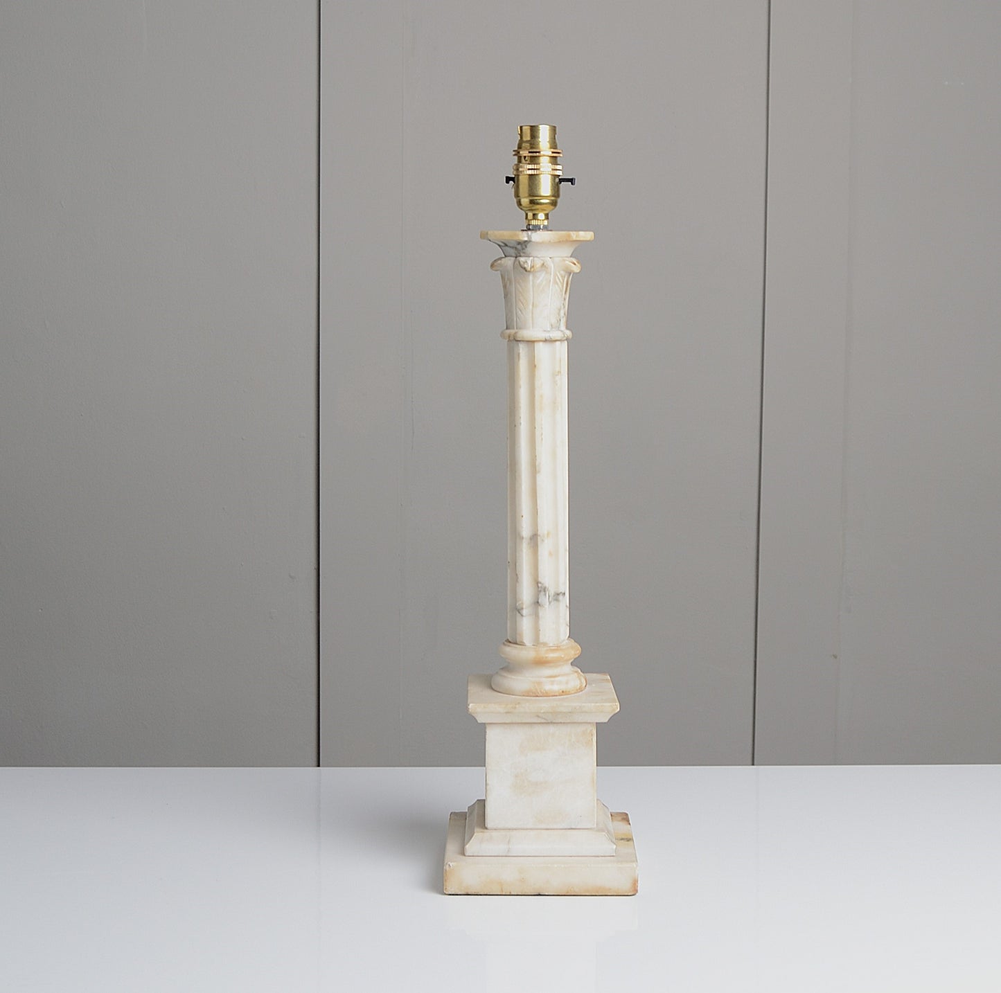 A Carved Alabaster Marble Table Lamp