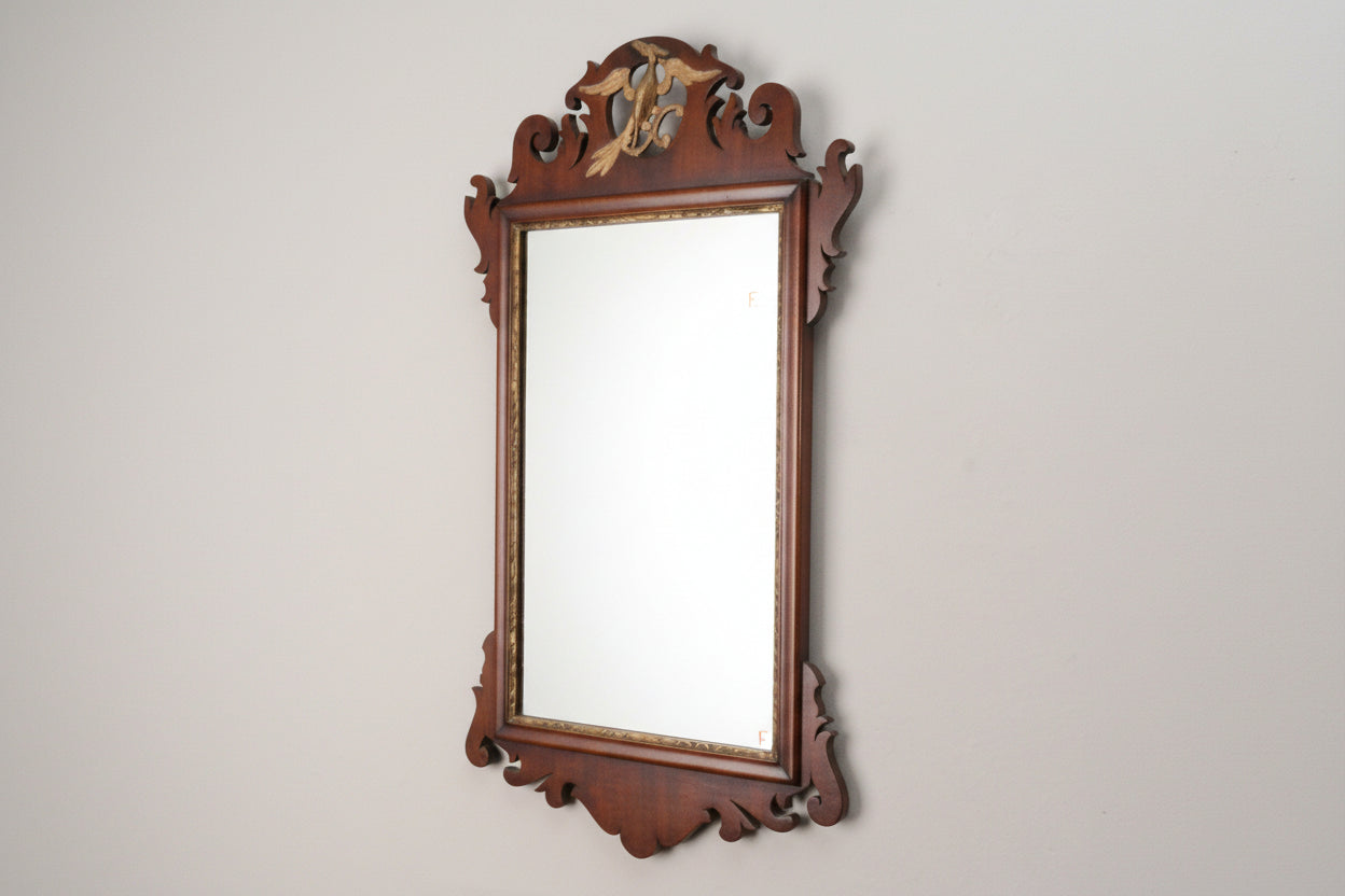 A Georgian Mahogany and Parcel Gilt Fretwork Wall mirror