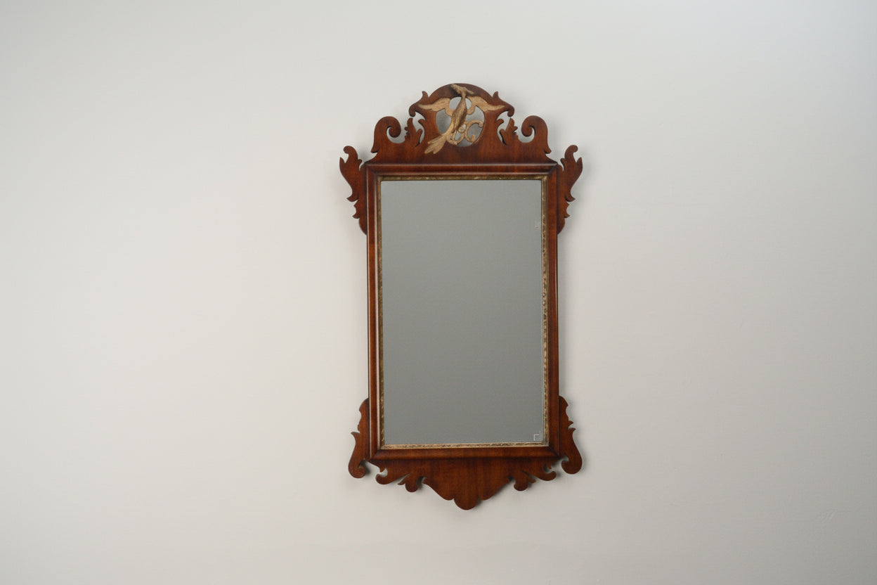 A Georgian Mahogany and Parcel Gilt Fretwork Wall mirror