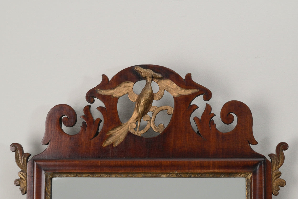 A Georgian Mahogany and Parcel Gilt Fretwork Wall mirror
