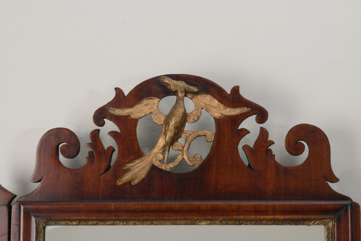 A Georgian Mahogany and Parcel Gilt Fretwork Wall mirror