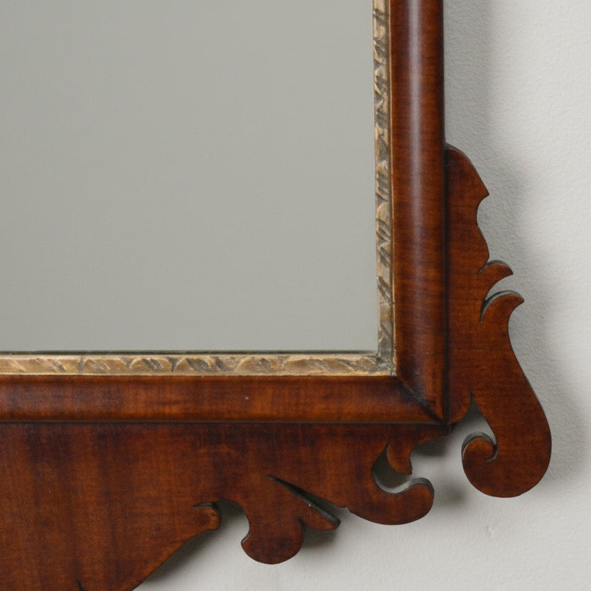 A Georgian Mahogany and Parcel Gilt Fretwork Wall mirror