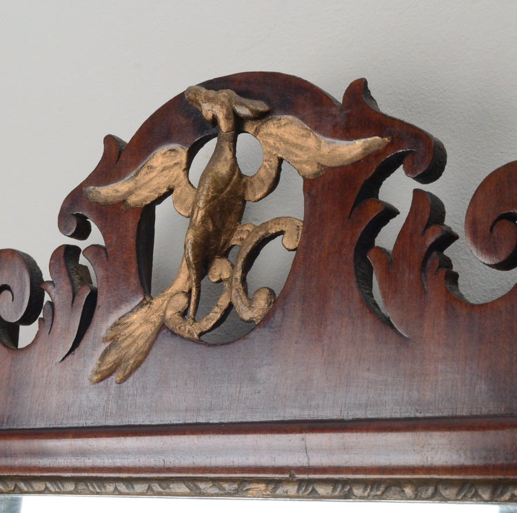 A Georgian Mahogany and Parcel Gilt Fretwork Wall mirror