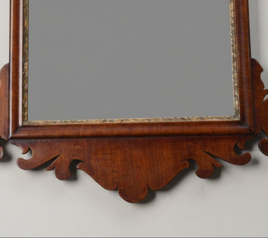 A Georgian Mahogany and Parcel Gilt Fretwork Wall mirror