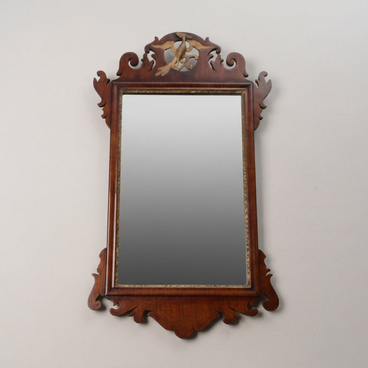 A Georgian Mahogany and Parcel Gilt Fretwork Wall mirror