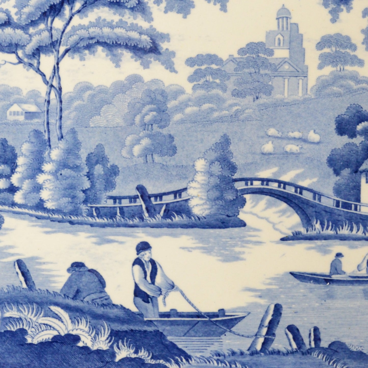 A Blue and White Serving Dish 'Wild Rose' Pattern