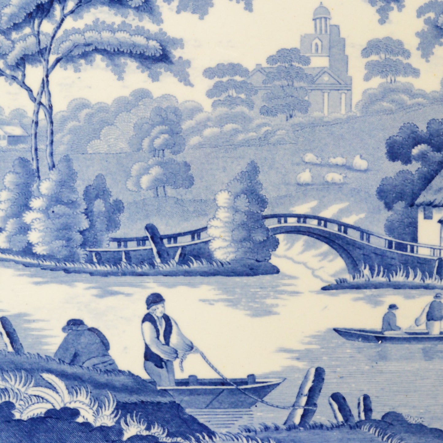 A Blue and White Serving Dish 'Wild Rose' Pattern