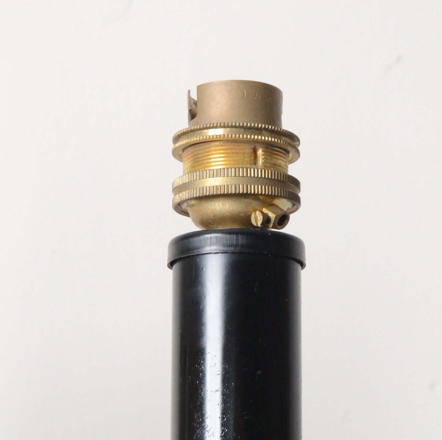 A Pair of Black Japanned and Hand Painted Table Lamps