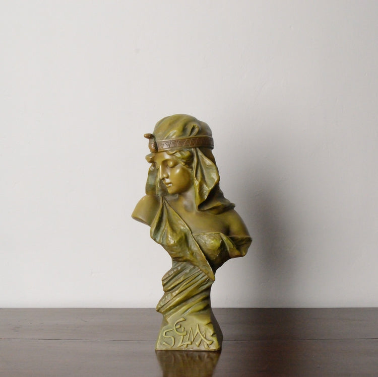 An Art Nouveau Bronzed Resin Bust