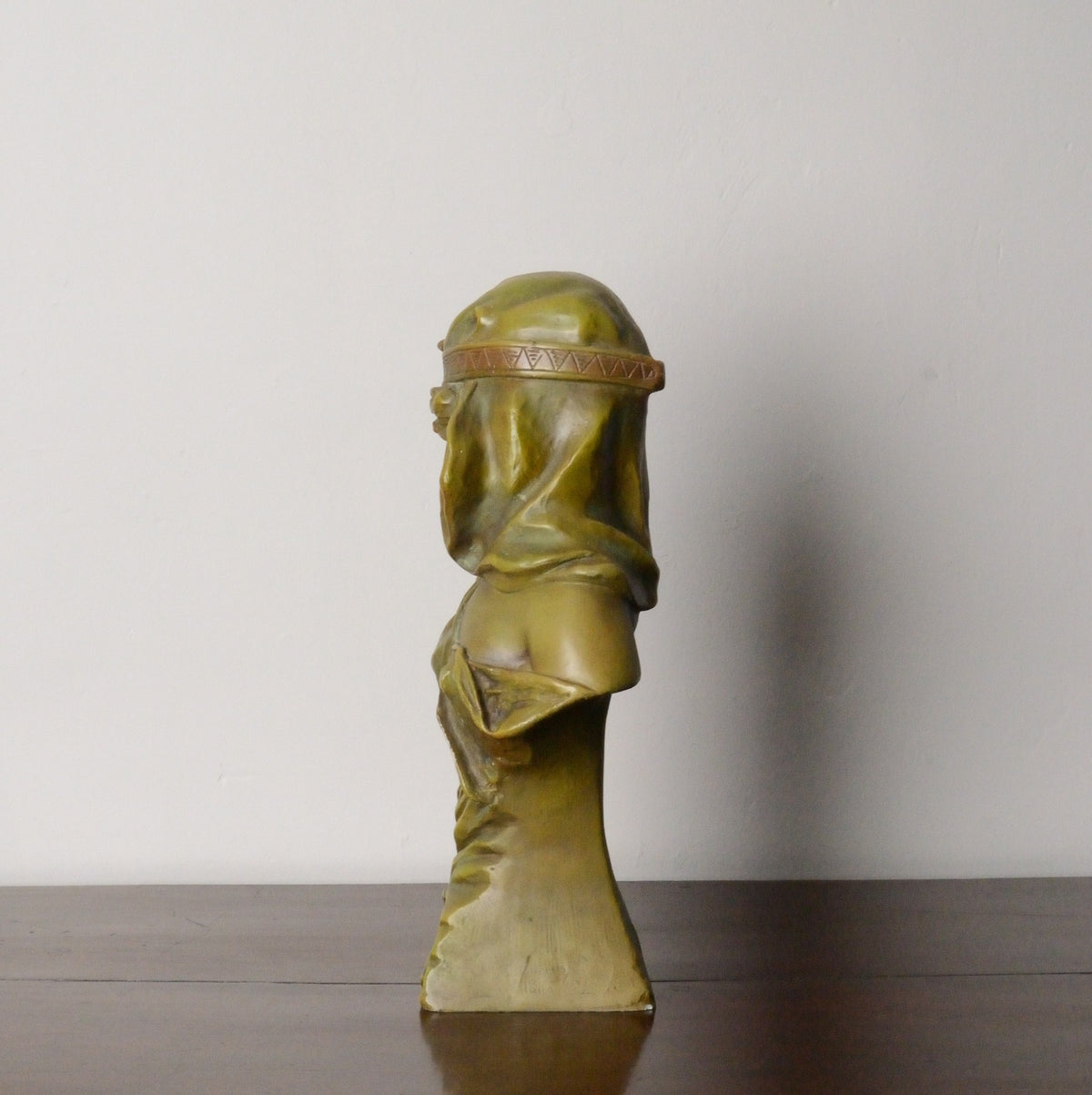 An Art Nouveau Bronzed Resin Bust