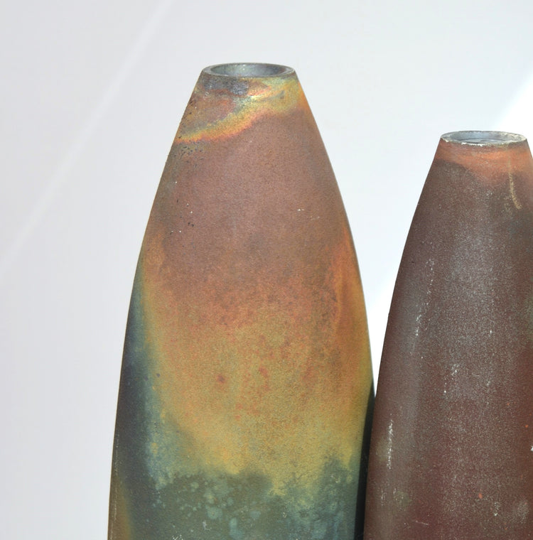 A Collection of Three Raku Conical Sculptures by Andrew Niblett