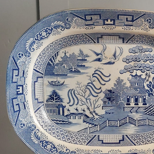 A Willow Pattern Ironstone Serving Dish 19th Century