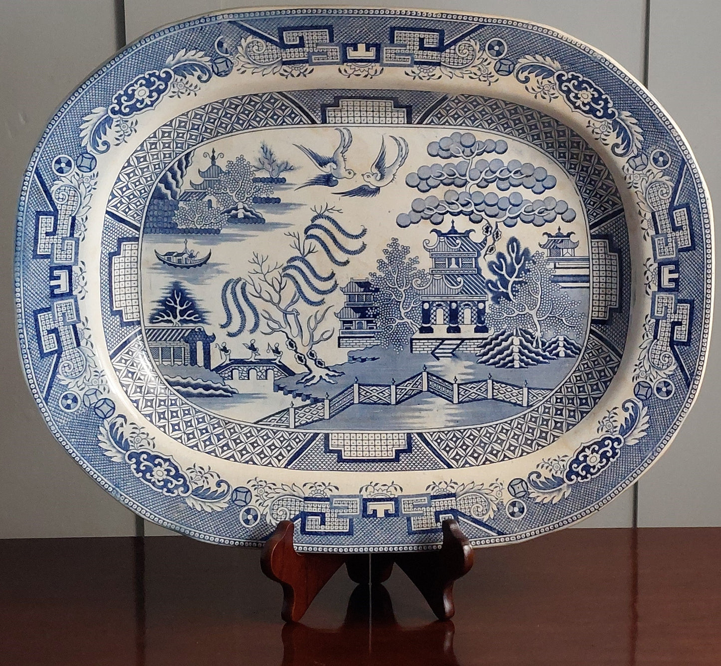 A Willow Pattern Ironstone Serving Dish 19th Century