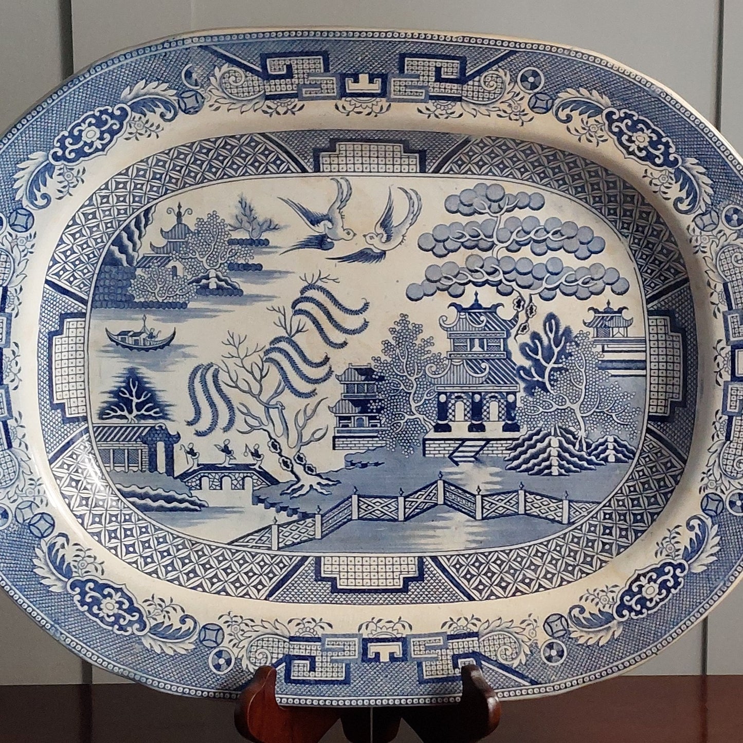 A Willow Pattern Ironstone Serving Dish 19th Century