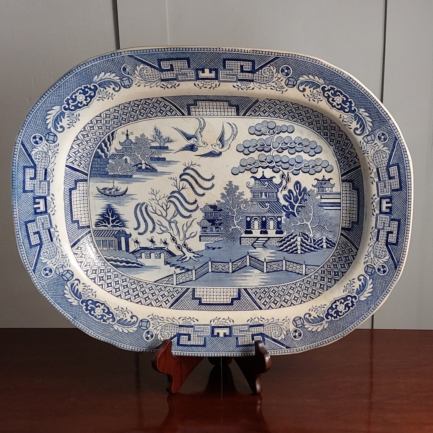 A Willow Pattern Ironstone Serving Dish 19th Century
