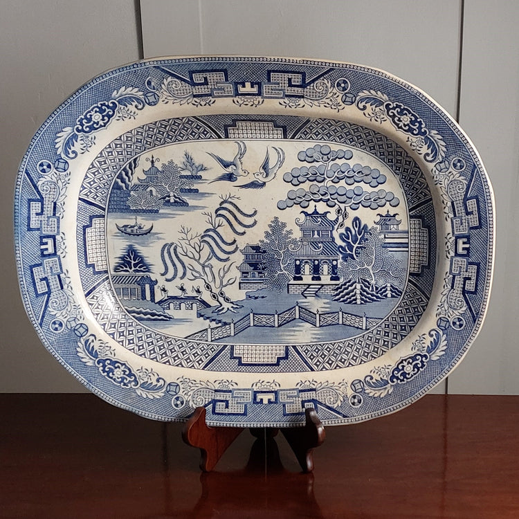 A Willow Pattern Ironstone Serving Dish 19th Century
