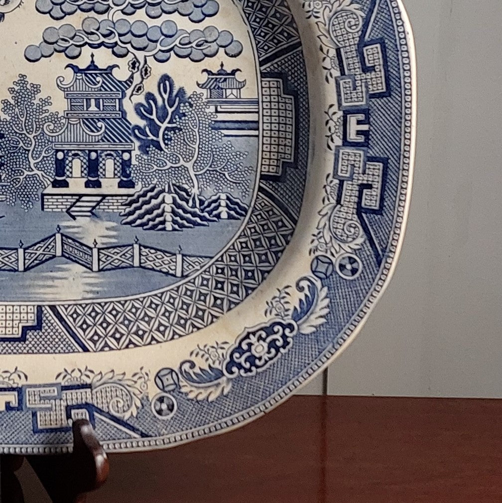 A Willow Pattern Ironstone Serving Dish 19th Century