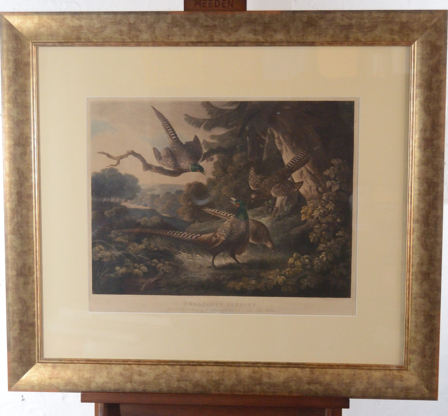 'Pheasants Feeding'  An engraving by P Reinagle R.A.