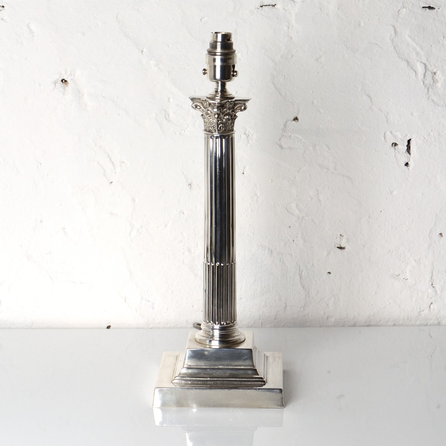 A 19th Century Silver Plated Corinthian Column Table Lamp