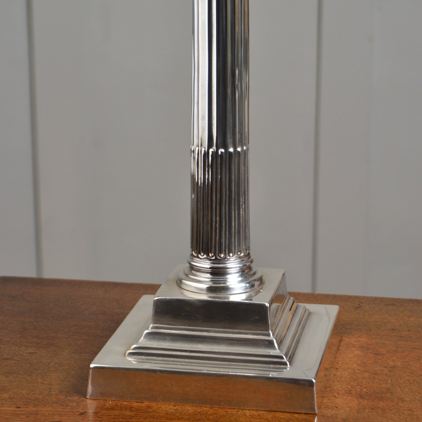 A 19th Century Silver Plated Corinthian Column Table Lamp