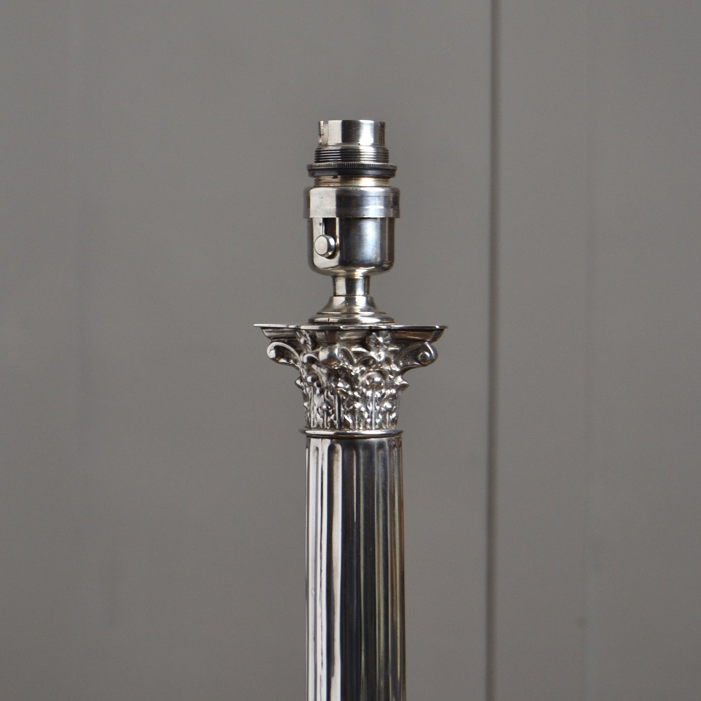 A 19th Century Silver Plated Corinthian Column Table Lamp