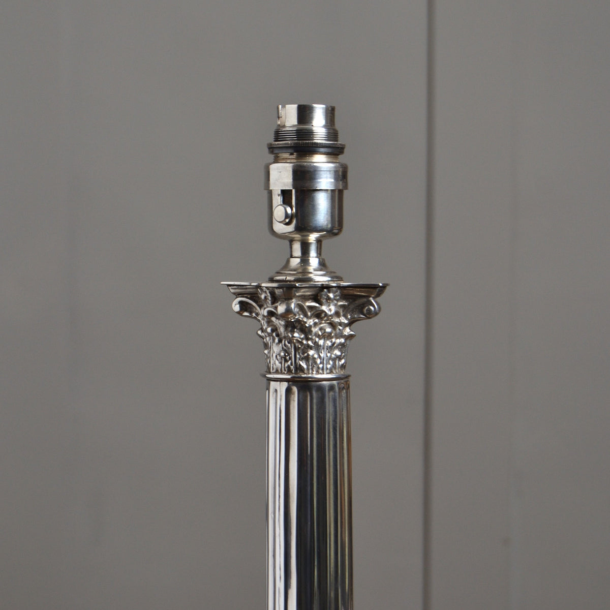 A 19th Century Silver Plated Corinthian Column Table Lamp
