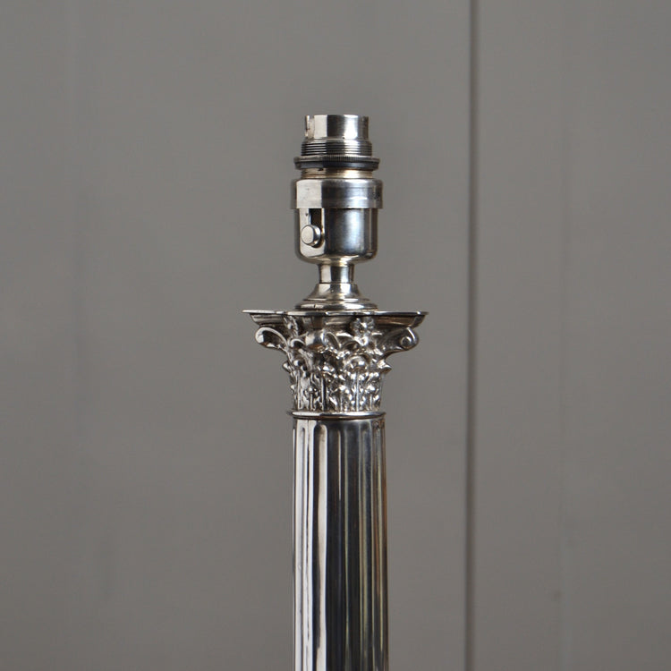 A 19th Century Silver Plated Corinthian Column Table Lamp