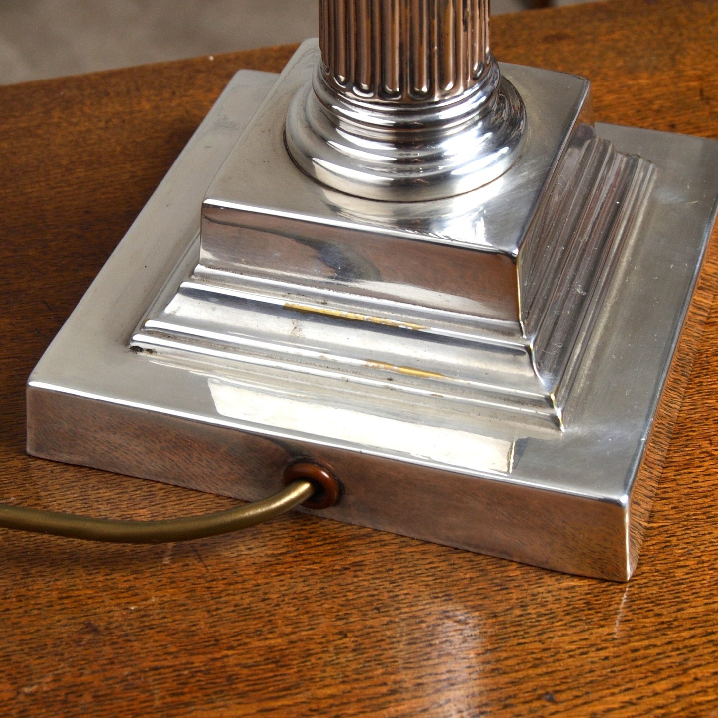 A 19th Century Silver Plated Corinthian Column Table Lamp