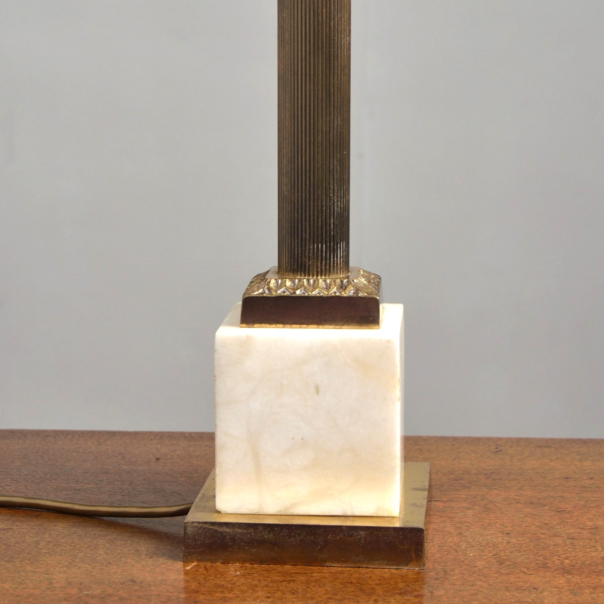A Brass and Marble Column Table Lamp