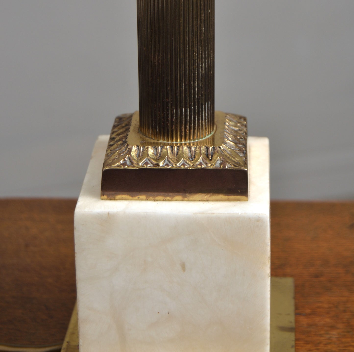A Brass and Marble Column Table Lamp