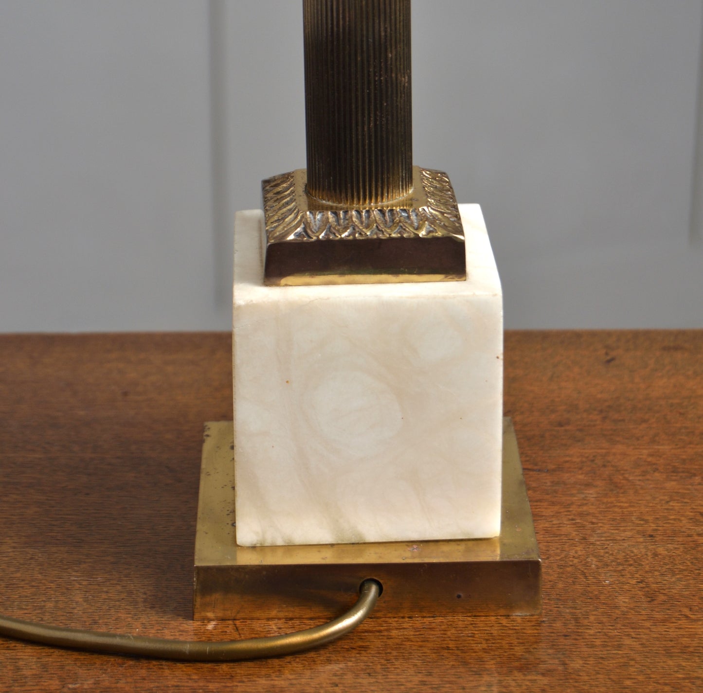 A Brass and Marble Column Table Lamp