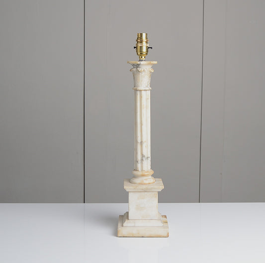 A Carved Alabaster Marble Table Lamp