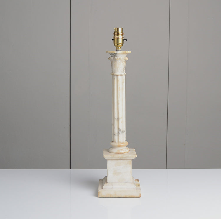 A Carved Alabaster Marble Table Lamp