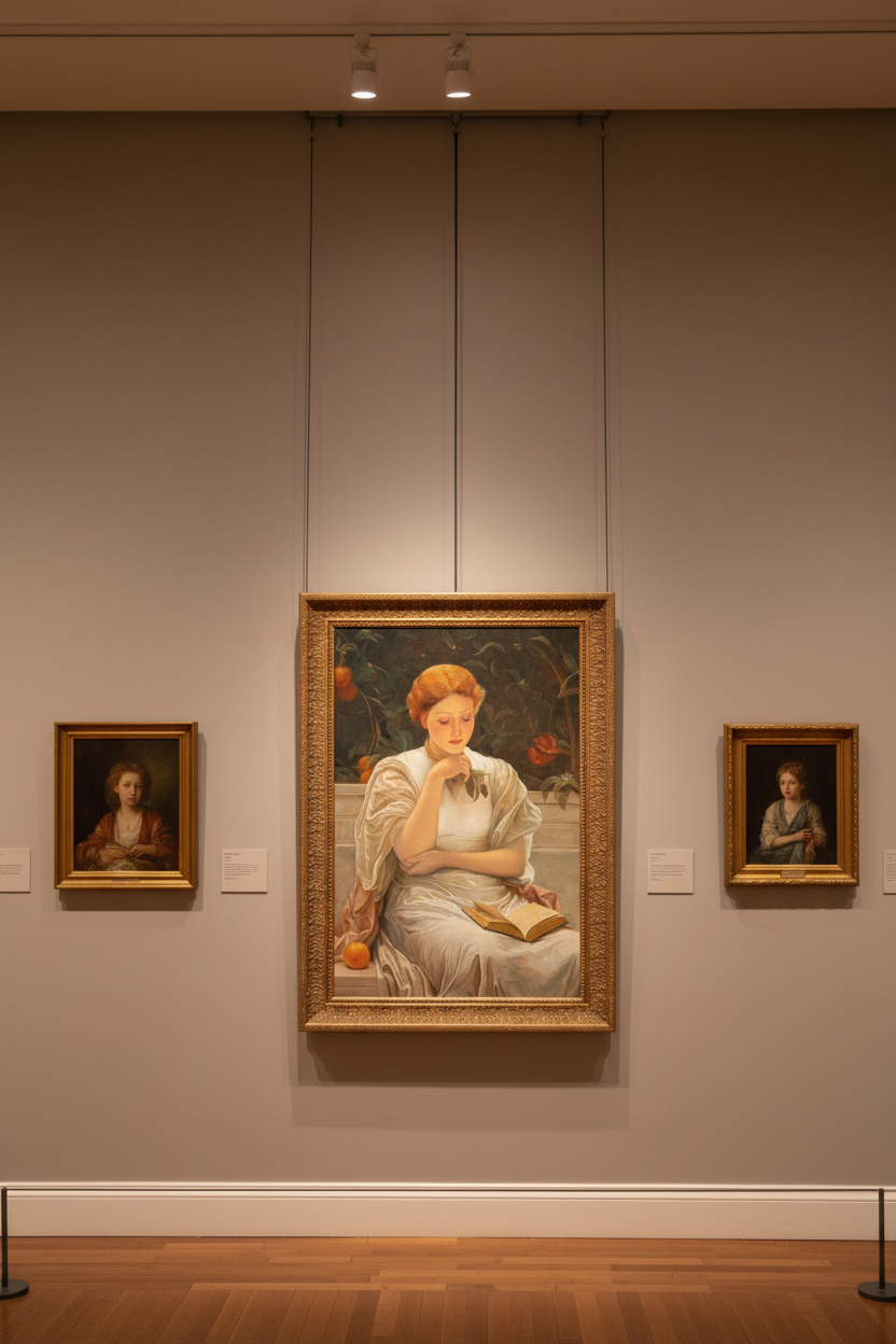 After Charles Edward Perugini 'Girl Reading'  Oil on Canvas