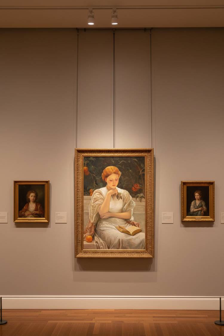 After Charles Edward Perugini 'Girl Reading'  Oil on Canvas